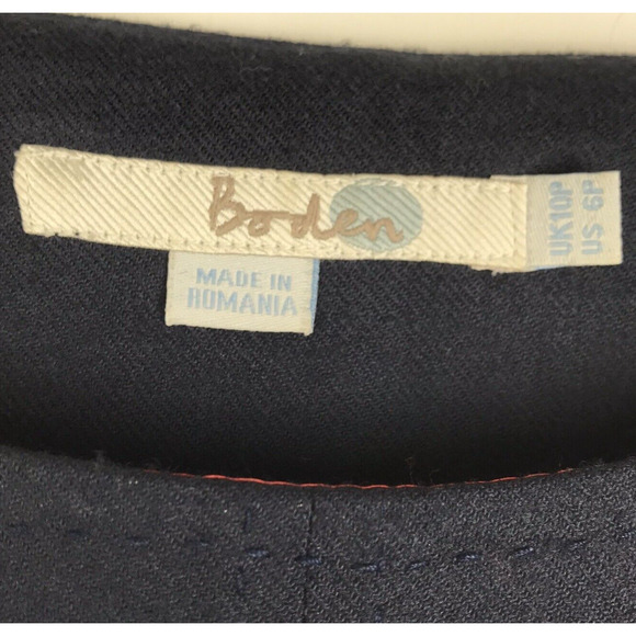 Boden Dress Wool Blend Short Sleeve Fit & Flare Navy Lined US 6 Petite UK 10P - Picture 9 of 10